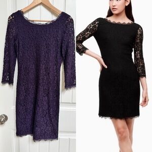 Babaton Rafael Lace Bodycon Mini Dress in Dark Purple. Size 2